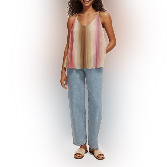 NWT $138 Scotch And Soda Pleated V-Neck Tank Top - Picture 7 of 11